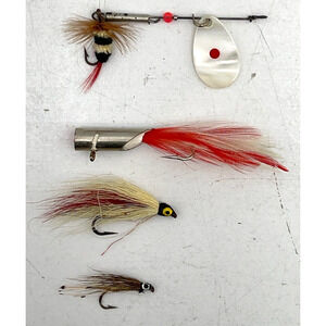 Lot of 4 Fly Fishing Baits Lure Mepps Streamepps Flies Fish Bait Vintage